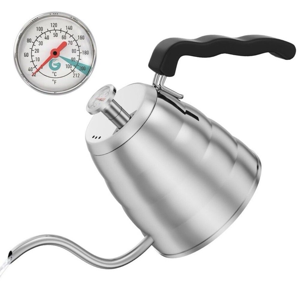 Gooseneck Kettle with Thermometer - 40Oz Premium Stainless Steel Pour over Coffe
